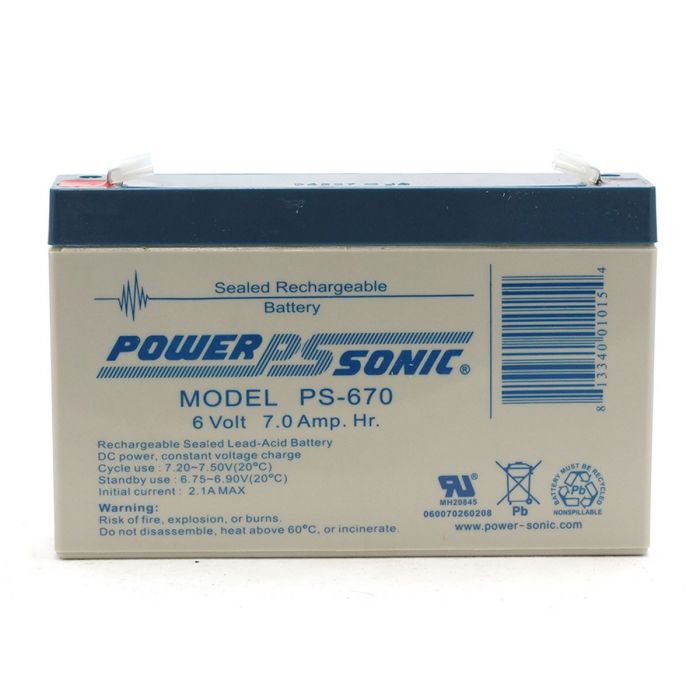 Powersonic PS-670 SLA Battery 6-Volt 7-AH F1 Terminal