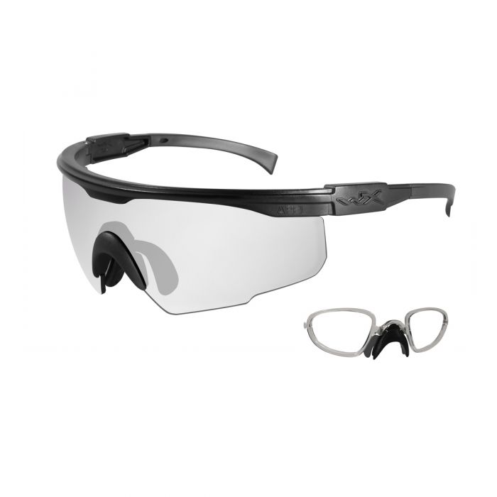 Wiley X PT-1 Changeable Sunglasses Rx Ready with High Velocity Protection - Matte Black Frame with Clear Lenses with Rx Insert
