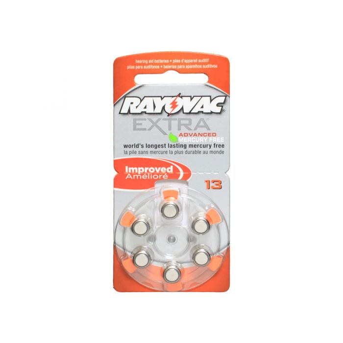 Rayovac 13 Zinc Air Hearing Aid Batteries - 310mAh  - 6 Piece Retail Packaging
