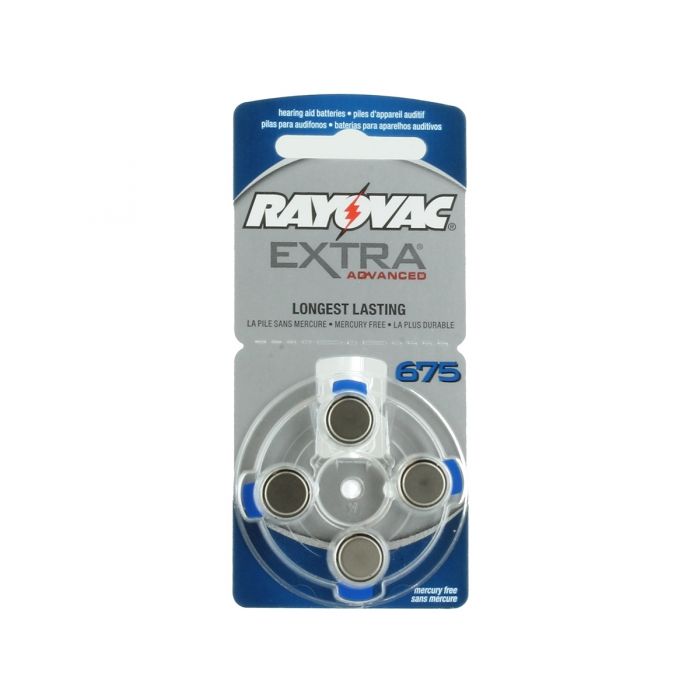 Rayovac Advanced 675 Zinc Air Hearing Aid Batteries - 650mAh  - 4 Piece Retail Packaging