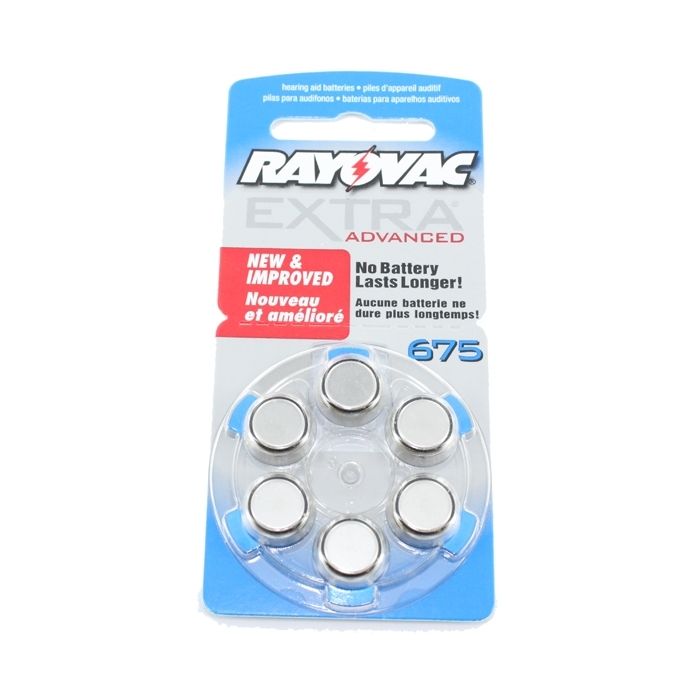 Rayovac 675 Zinc Air Hearing Aid Batteries - 650mAh  - 6 Piece Retail Packaging
