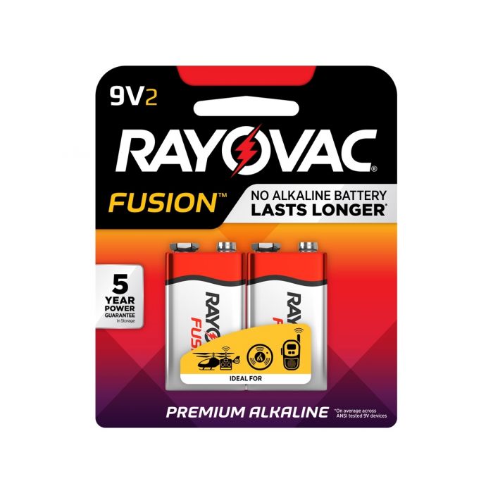 Rayovac Fusion 9V Alkaline Batteries - 2 Piece Retail Packaging