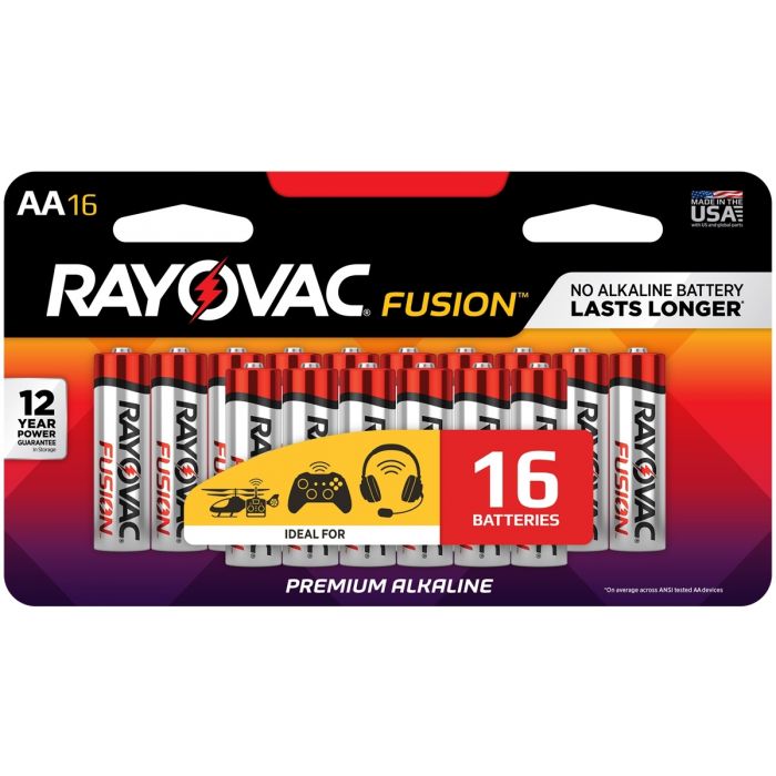 Rayovac Fusion AA Alkaline Batteries - 16 Piece Retail Packaging