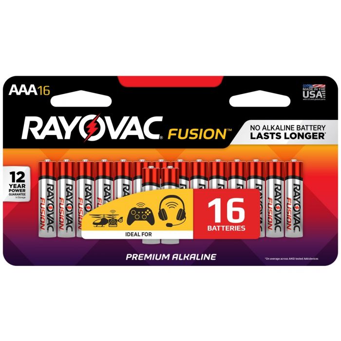Rayovac Fusion AAA Alkaline Batteries - 16 Piece Retail Packaging