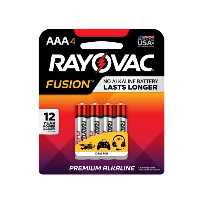 Rayovac Fusion AAA Alkaline Batteries - 4 Piece Retail Packaging