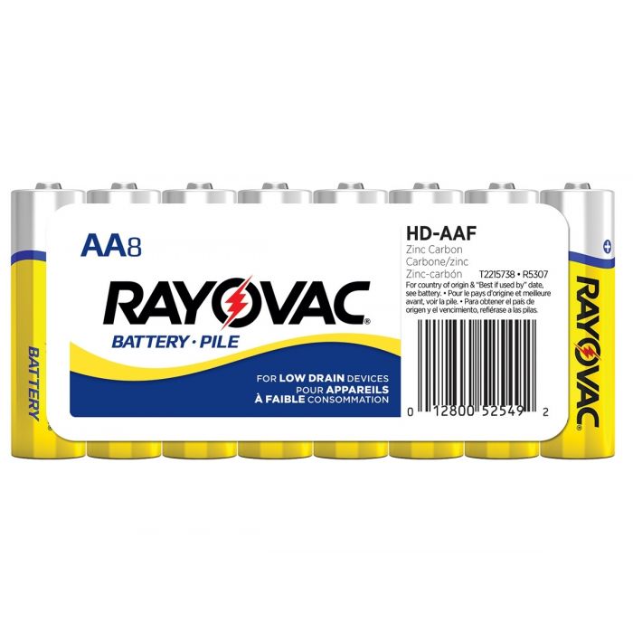 Rayovac Heavy Duty AA Zinc Chloride Batteries - 1100mAh  - 8 Piece Shrink Pack