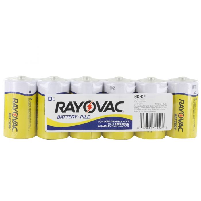 Rayovac Heavy Duty D Zinc Chloride Batteries - 6 Piece Shrink Pack