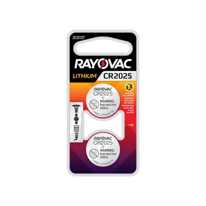 Rayovac Specialty CR2025 Lithium Coin Cell Batteries - 2 Piece Retail Packaging