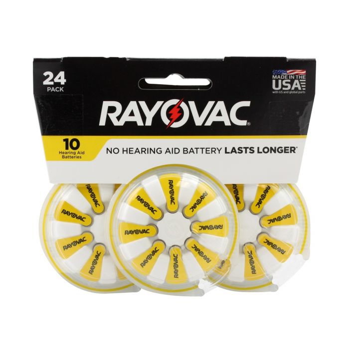 Rayovac 10 Zinc Air Hearing Aid Batteries - 75mAh  - 24 Piece Blister Pack