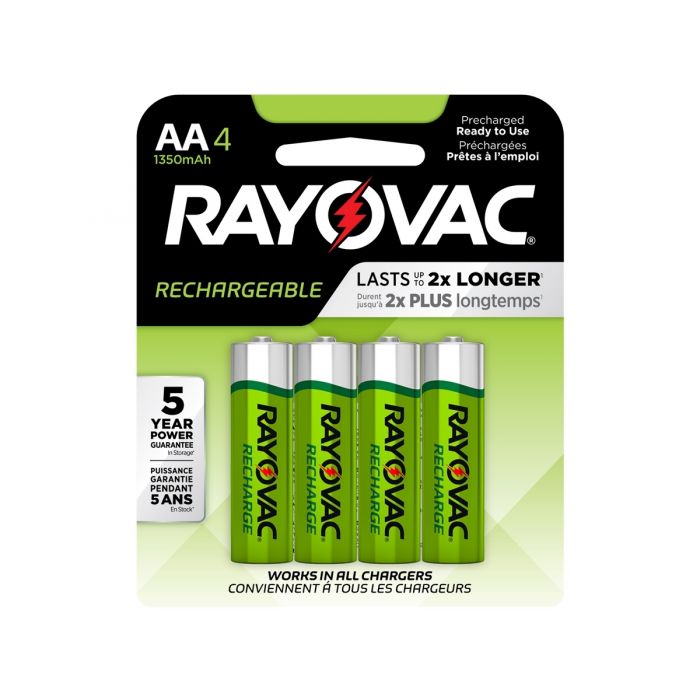 Rayovac Recharge AA Ni-MH Batteries - 1350mAh  - 4 Piece Retail Packaging