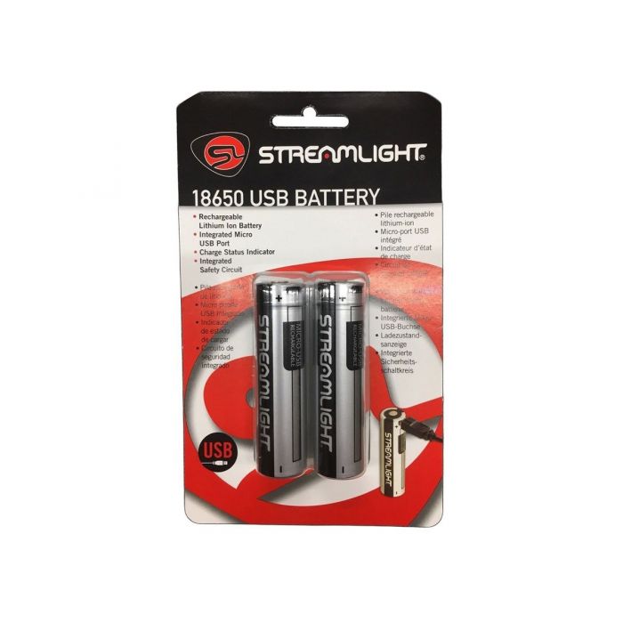 Streamlight 18650 Li-ion with Built-In USB Charger - 2 Pack