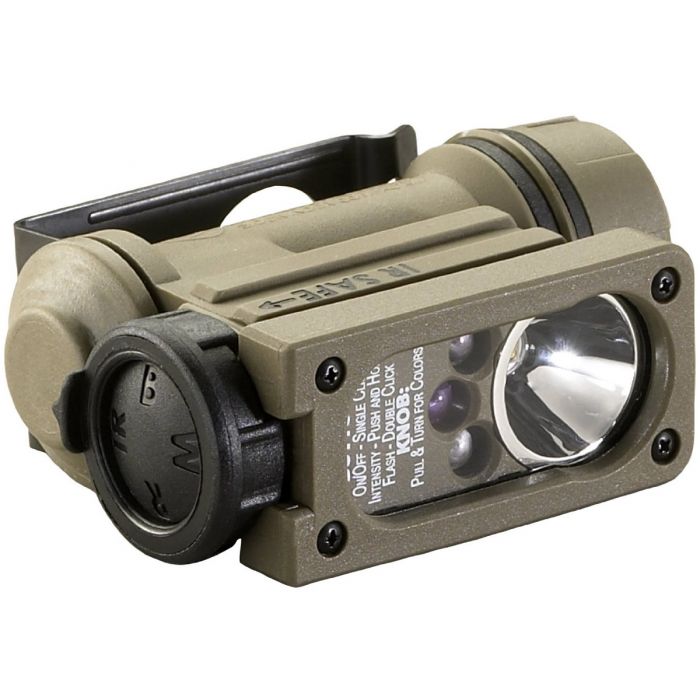 Streamlight Sidewinder Compact II Hands-Free Military Flashlight with Helmet Mount, Rail Mount - White, Red, Blue and IR LEDs - 55 Lumens - Includes 1 x CR123A - Boxed (14518)