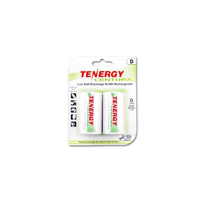 Tenergy Centura LSD 10107 D 8000mAh 1.2V NiMH Button Top Batteries - 2 Piece Retail Card