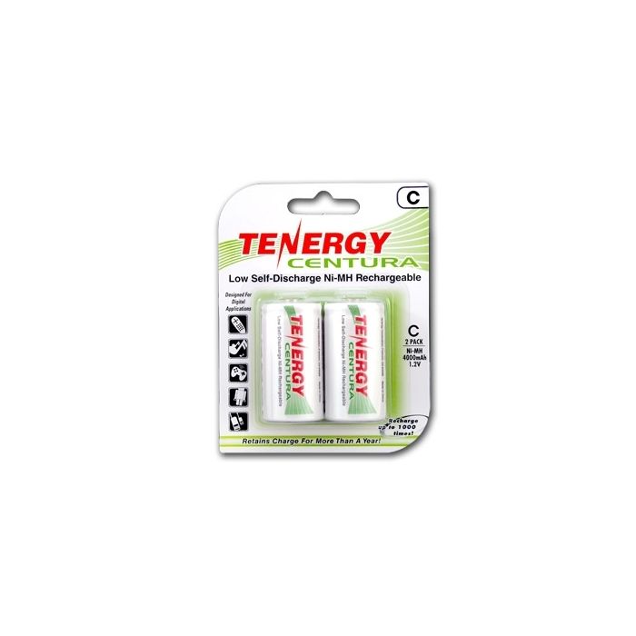 Tenergy Centura LSD 10207 C 4000mAh 1.2V NiMH Button Top Batteries - 2 Piece Retail Card