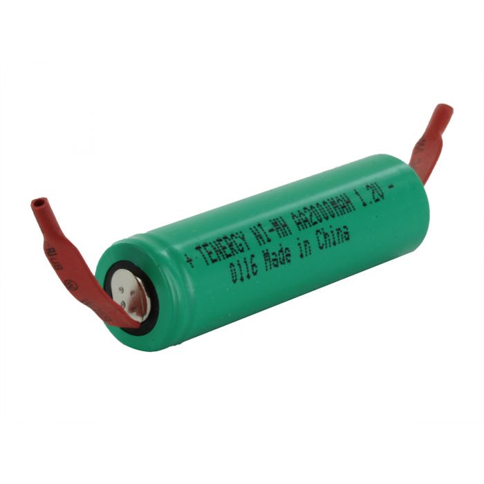 Tenergy 10306-1 AA 2000mAh 1.2V NiMH Flat Top Battery with Tabs - Bulk