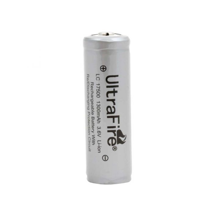 Ultrafire 17500 1300mah 3.7v PROTECTED BUTTON TOP Rechargeable Lithium Battery