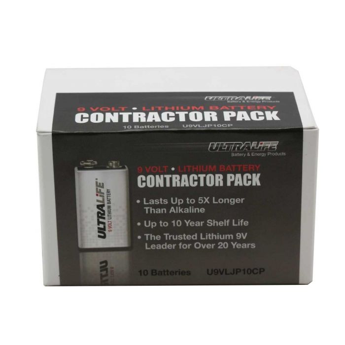 UltraLife Long-Life Lithium 9V Battery - Contractor 10-Pack