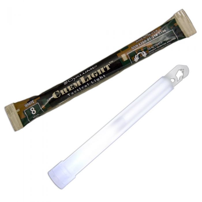 Cyalume 6-inch ChemLight 8 Hour Chemical Light Sticks - Case of 500 - Individually Foiled - White (9-27078)