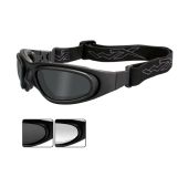Wiley X SG-1 Goggles Rx Ready with High Velocity Protection - Matte Black Frame with Smoke Grey - Clear Lens Kit