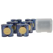 ASP 3028 CR123A Button Top Photo Batteries - 12-Pack with Link Case - Blue