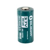 Olight 16340/RCR123A 650mAh Lithium Ion (Li-ion) Protected Button Top Battery - Retail Card