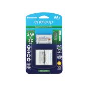 Panasonic Eneloop AA 2000mAh 1.2V Low Self Discharge NiMH Rechargeable Batteries - C Cell Spacers Included - 2 Pack