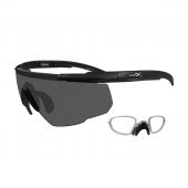 Wiley X Saber Advanced Changeable Sunglasses with High Velocity Protection - Matte Black Frame with Smoke Grey Lenses with Rx Insert 
