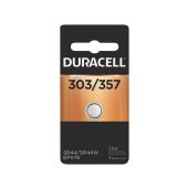 Duracell Duralock 303 / 357 Silver Oxide Coin Cell Battery - 165mAh  - 1 Piece Retail Packaging