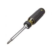 klein tools 32305 15 in 1 ratcheting screw driver pointing down and to the left at an angle