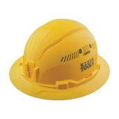 klein 60262 yellow hard hat, angled down and to the left