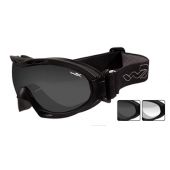 Wiley X Nerve Goggles with High Velocity Protection - Matte Black Frame with Smoke Grey - Clear Lens Kit 