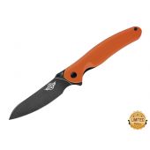 olight drever knife - orange limited edition - angled down and to the left