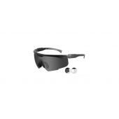 Wiley X PT-1 Changeable Sunglasses Rx Ready with High Velocity Protection - Matte Black Frame with Smoke Grey - Clear Lens Kit with Rx Insert