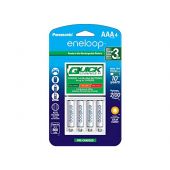 Panasonic Eneloop 4-Position Quick Charger with 4 x 800mAh NiMH Low Self Discharge AAA Batteries (K-KJ55M3A4BA)
