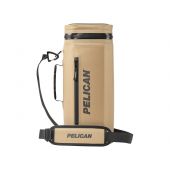 pelican dayventure sling cooler, tan, upright with strap showing