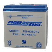 Powersonic PS-6360 SLA Battery 6-Volt 36-AH F2 Terminal