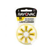 Rayovac 10-8 Size 10 75mAh1.45V Zinc Air Hearing Aid Batteries - 8 Piece Retail Card