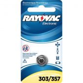 Rayovac 303 / 357 Silver Oxide Coin Cell Battery - 165mAh  - 1 Piece Retail Packaging