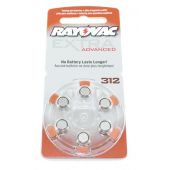 Rayovac 312 Zinc Air Hearing Aid Batteries - 180mAh  - 6 Piece Retail Packaging