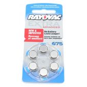 Rayovac 675 Zinc Air Hearing Aid Batteries - 650mAh  - 6 Piece Retail Packaging