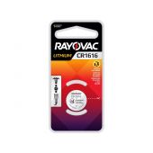 Rayovac Specialty CR1616 Lithium Coin Cell Battery - 55mAh  - 1 Piece Retail Packaging