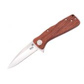 SOG Twitch XL Folding Knife - 3.25 Inch Straight Edge, Drop Point, Satin Finish - Wood Handle - Clam Packaging