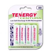 Tenergy Centura LSD 10321 AA 2000mAh 1.2V NiMH Button Top Batteries - 4 Pack Retail Card