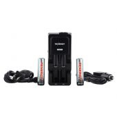 Tenergy TN270 Charger Kit - 1 x TN270 Li-ion Battery Charger, 2 x 3.7V 18650 2600mAh Protected Button Top Batteries, & 1 x Car Adapter