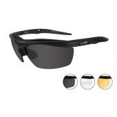 Wiley X Guard Changeable Sunglasses Rx Ready with High Velocity Protection - Matte Black Frame with Smoke Grey - Clear - Light Rust Lens Kit 