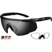 Wiley X Saber Advanced Changeable Sunglasses with High Velocity Protection - Matte Black Frame with Smoke Grey - Light Rust - Vermillion Lens Kit with Rx Insert