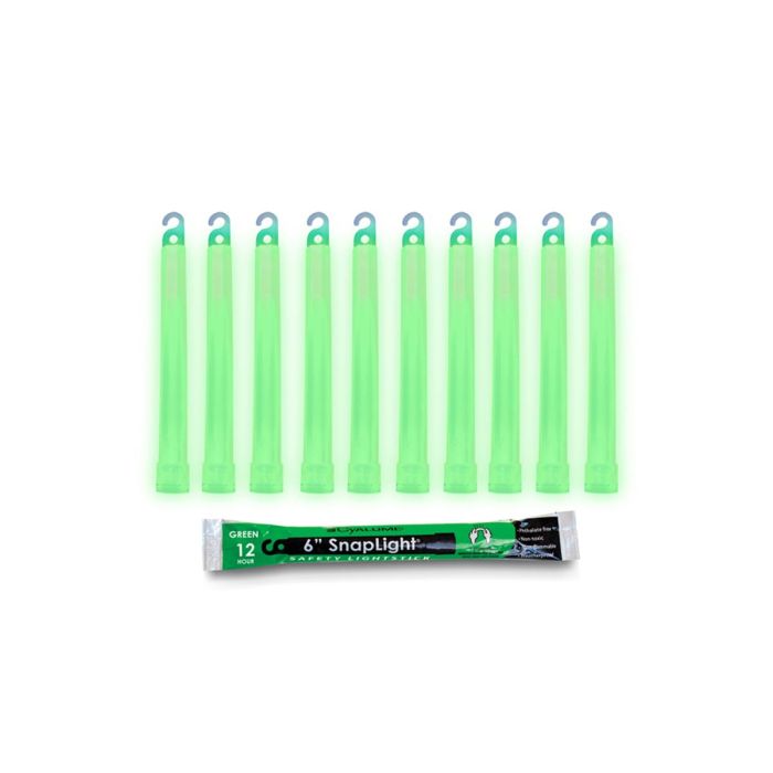 Cyalume 6" SnapLight - Case of 10  - Individually Foiled - Green - 12hr