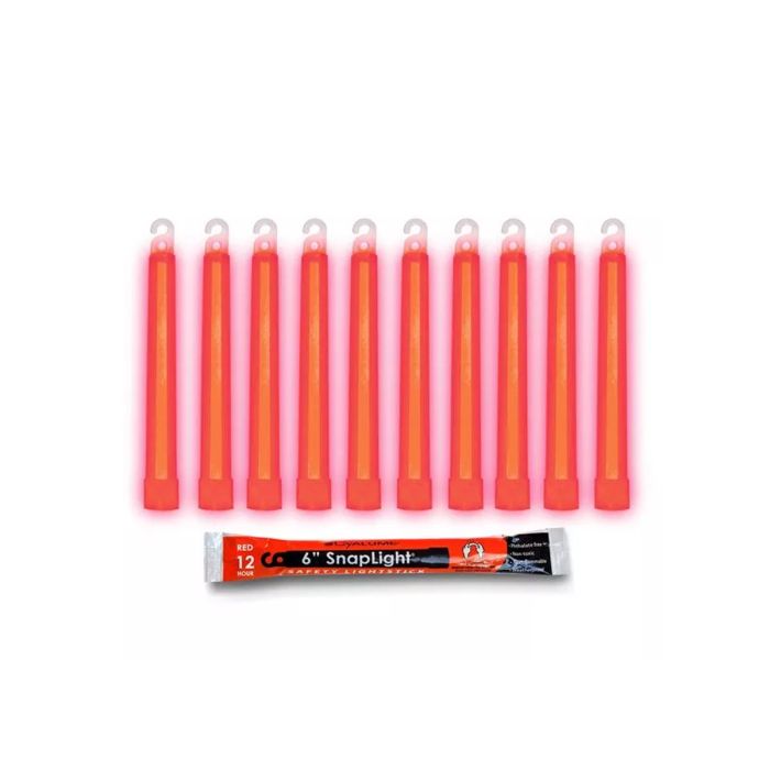 Cyalume 6" SnapLight - Case of 10  - Individually Foiled - Red - 12hr