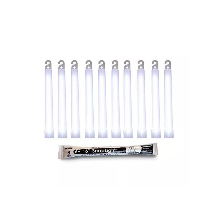 Cyalume 6" SnapLight - Case of 10  - Individually Foiled - White - 8hr