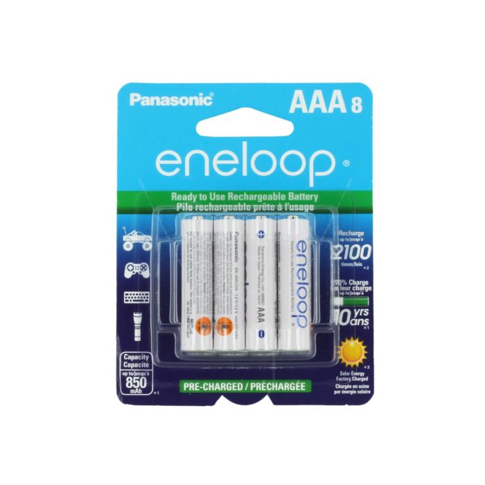 Panasonic Eneloop AAA 850mAh 1.2V Low Self Discharge NiMH Rechargeable Batteries - 8 Pack Retail Card